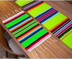 Threads West mexikanische Tischsets mit Fransen, in traditioneller mexikanischer Serape-Decke Platzsets, 48,3 x 30,5 cm, 4 Stück lindgrün