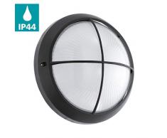 EGLO LED Außen-Wandlampe Siones 1, 1 flammige Außenleuchte, Schiffsleuchte aus Aluguss und Glas, Farbe: Schwarz, weiß, IP44