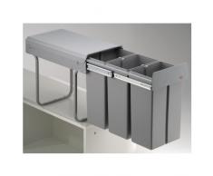WESCO Einbauabfallsammler Trenta 1 Zoll, 3x10 L, Kunststoff, Grau, 28 x 35 cm
