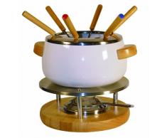 Ibili Fondue, emailliert, mit Holzgriffen, Ständer und Brenner aus Stahl, Durchmesser 15 cm