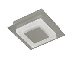 LED Deckenleuchte, Deckenlampe, 1 x 6 Watt, 550 Lumen, Abdeckung eckig, Metall-Kunststoff, matt-nickel