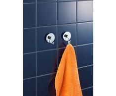 WENKO Vacuum-Loc Haken-Set rund - 2er Set, Handtuch-Haken, Kleiderhaken, befestigen ohne bohren, 6 x 6,7 x 5 cm, Chrom