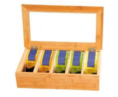 Kesper 50900 Tee-Box aus Bambus, mit 5 Fächern, 36 x 20 x 9 cm