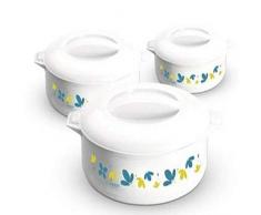 Milton Treat Hot Pot hält warm/kalt bis zu 4–6 Stunden, isolierte Kasserolle mit Edelstahleinsatz 3-teiliges Set - 0,8, 1,5 & 2,5 Liter 3 Piece Weiß/Blumen