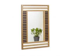 Relaxdays Bambus Spiegel, Badspiegel mit dekorativem Holzrahmen, Hochformat Wandspiegel HxBxT: 70 x 50 x 2 cm, natur