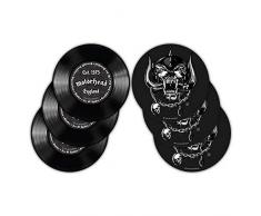 Motörhead Schallplatten - Untersetzer 6-teilig Bedruckt, aus Hart-PVC und rutschfestem Zellkautschuk.