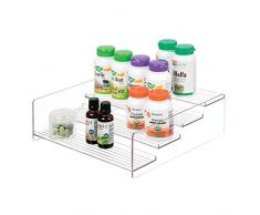 iDesign Küchenregal mit 4 Ebenen, großes Gewürzregal aus Kunststoff, Schrank Organizer für Gewürze, Vorratsdosen und weiteres Küchenzubehör, durchsichtig