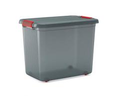Kis K Latch Box XXL Körper + Deckel mit Clips 59 x 39 x 45 H, Grau transparent, 59.1 x 39 x 87.5