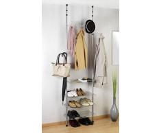Wenko Garderobensystem Apollon I Stabile Garderobe mit höhenverstellbaren Teleskopstangen in Grau, 61 x 180-300 x 28 cm