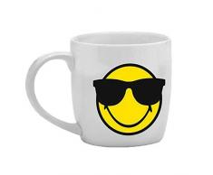 zak! Tee-Tasse Smiley-Sonnenbrille 350ml in weiß, Porzellan, 8.5 x 12.5 x 10 cm
