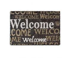 Relaxdays Fußmatte Kokos WELCOME 40 x 60 cm Kokosmatte mit rutschfester PVC Unterlage Fußabtreter aus Kokosfaser als Schmutzfangmatte und Sauberlaufmatte Fußabstreifer für Außen und Innen Matte, braun