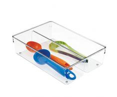 mDesign Besteckeinsatz für Schublade, Küchenschrank – Schubladeneinsatz aus Kunststoff für Standardschubladen – BHT: 31,0 x 8,0 x 21,0 cm – Besteckkasten für Küchenutensilien – durchsichtig