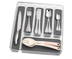 Wenko Besteckkasten 6 Fächer - Besteckeinsatz für Schubladen, 32 x 4,5 x 40 cm, transparent