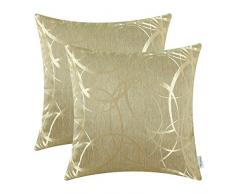 CaliTime Kissenbezüge Kissenhülle Packung mit 2 Wurfkissenbezüge Schalen für Couch Sofa Home Decor Modern Shining & Dull Contrast Circles Ringe Geometric 50cm x 50cm Gold