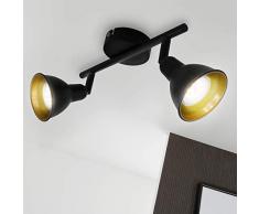 Briloner Leuchten LED Deckenleuchte, Wohnzimmerlampe schwarz-gold, inkl. 2 x LED/GU10 4W, 400 Lumen, Strahler dreh- und schwenkbar, retro/vintage, Metall, 4 W