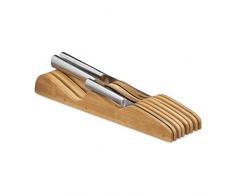 Relaxdays Messerblock aus Bambus, 7 Messer, für die Schublade, ohne Messer, HBT: ca. 5 x 9,5 x 40 cm, natur