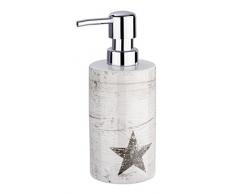 WENKO 22054100 Seifenspender Star, Flüssigseifen-Spender, Spülmittel-Spender Fassungsvermögen: 0,36 l, Keramik, 8,5 x 18 x 7 cm, taupe