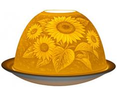 Himmlische Düfte Geschenkartikel GmbH Sonnenblume Windlicht, Porzellan, Weiss, 12x12x8 cm