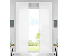 2er Set Schiebegardinen Flächenvorhänge Vorhang Gardine Schiebe HxB 245x60 cm Weiß Komplett mit Paneelwagen Beschwerungsstange, 85589N2