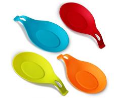 iNeibo Küchen Silikon Löffelablage Set- 4 Stück Riesen Löffelablage Set- FDA genehmigt, weich & unzerbrechlich, Hitzebeständig & Geruch beständig - vielseitig einsetzbar, für Küchenzubehör, Löffel, Spachtel, Pinsel und
