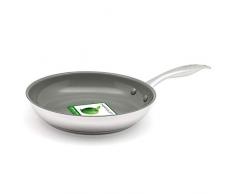 GreenChef Bratpfanne Induktion-s-Pfanne Keramik-Beschichtung spülmaschinen-geeignet, Edelstahl, silber, 26 cm