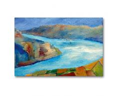 Calvendo Premium Textil-Leinwand 90 cm x 60 cm quer, Am Rhein | Wandbild, Bild auf Keilrahmen, Fertigbild auf echter Leinwand, Leinwanddruck Natur Natur