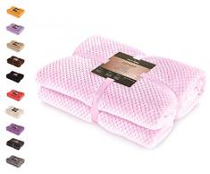 DecoKing 66195 Kuscheldecke 220x240 cm rosa Decke Microfaser Wohndecke Tagesdecke Fleece weich sanft kuschelig skandinavischer Stil pink Puder Henry