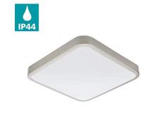 EGLO LED Badezimmer-Deckenlampe Manilva 1, 1 flammige Deckenleuchte, Material: Stahl und Kunststoff, Farbe: Nickel matt, weiß