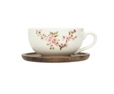 Easy Life 1082SAKU Tasse A the 25 cl aus Porzellan + Untertasse Acacia Sakura, mehrfarbig