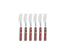 Tramontina Steakgabel, 6 teiliges Set, Pizzagabel, Edelstahl AISI 430, rot, 20
