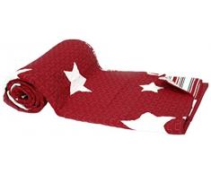 1001 Wohntraum 13D61red-2 Quilt Sophie Sterne Stars Plaid Tagesdecke Decke, 180 x 220 cm, rot/Bordeaux