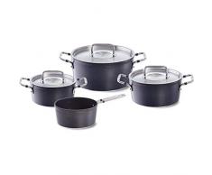 Fissler luno / Aluminium-Topfset, 4-teilig Kochtopf-Set , Kochtöpfe mit Deckel, spülmaschinen-geeignet, Induktion, alle Herdarten (3 Kochtöpfe, 1 Stielkasserolle-deckellos)
