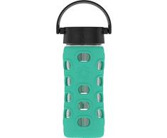 Lifefactory Glas Trinkflasche mit Silikon-Schutzhülle, BPA-frei, auslaufsicher, spülmaschinenfest, 350ml, grün