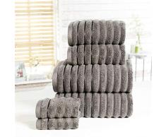 Rapport Handtuch-Set, gerippt, 100% Baumwolle, Anthrazit, 6 Stück