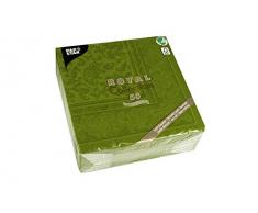 Papstar, 50 Servietten ROYAL Collection 1/4-Falz 40 cm x 40 cm olivgrün Ornaments, #81746