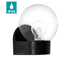 EGLO Außen-Wandlampe Lormes, 1 flammige Außenleuchte, Wandleuchte aus Kunststoff, Farbe: Schwarz, transparent, Fassung: E27, IP44