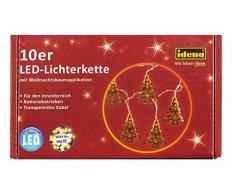 Idena 30108 - LED Lichterkette mit 10 LED in Tannenbaum Form, mit 6 Stunden Timer Funktion, Batterie betrieben, für Partys, Weihnachten, Winter, Deko, als Stimmungslicht, ca. 1,45 m