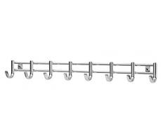 iDesign Axis Krawattenhalter, Hakenleiste aus verchromtem Metall mit acht Haken für Gürtel und Krawatten, silberfarben