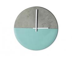 Wanduhr mit Licht, Porzellan, Türkis/Zement, 32,5 x 27 x 27 cm