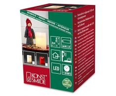 Konstsmide 1967-550 LED Dekoration rote Echtwachskerze / für Innen (IP20) / Batteriebetrieben: 2xAA 1.5V (exkl.) / 2 warm weiße Dioden / mit Schalter und Lichtsensor