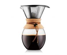 Bodum Pour Over Kaffeebereiter mit permanentfilter, Glas, Beige, 14.9 x 17.6 x 25.6 cm