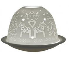 Himmlische Düfte Geschenkartikel GmbH nordisches Pferd Windlicht, Porzellan, weiß, 12 x 12 x 8 cm