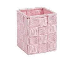 WENKO 22577100 Adria Aufbewahrungskorb mit Deckel Rosa Würfel - Badkorb Küchenkorb, Polypropylen, 7.5 x 7.5 x 9.0 cm