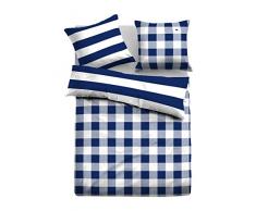 TOM TAILOR 0069838 Satin Bettwäsche Garnitur mit Kopfkissenbezug (Baumwolle) 1x 135x200 cm + 1x 80x80 cm, Indigoblau