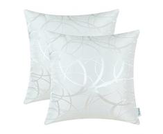 CaliTime Kissenbezüge Kissenhülle Packung mit 2 Dekokissen Cases Schalen für Couch Sofa Home Decor Modern Shining & Dull Contrast Circles Rings Geometric 45cm x 45cm Weiß