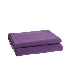 Soft-Fleece-Decke - Polarfleece-Decke mit Häkelstich - flauschige Kuscheldecke - 160x200 cm - 490 aubergine - von zoeppritz since 1828