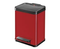 Hailo Öko duo Plus M, Mülltrenner, 2x9 Liter, 2 einzeln herausnehmbare Inneneimer, Deckeldämpfung (Soft Close), rot, made in Germany, 0622-240