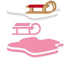 Marianne Design Collectables Stanzschablone Elines Schlitten und Schnee Dies, Metall, rosa, 21 x 15 x 0.4 cm