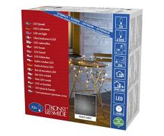Konstsmide 3748-800 LED Lichternetz / für Außen (IP44) / VDE geprüft / 24V Außentrafo / 32 bernsteinfarbene Dioden / schwarzes Kabel