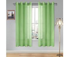 DWCN Vorhang, Leinenoptik, halbtransparent, Ösenvorhang, Voile, durchscheinend, 2 Stück 52x72 graugrün